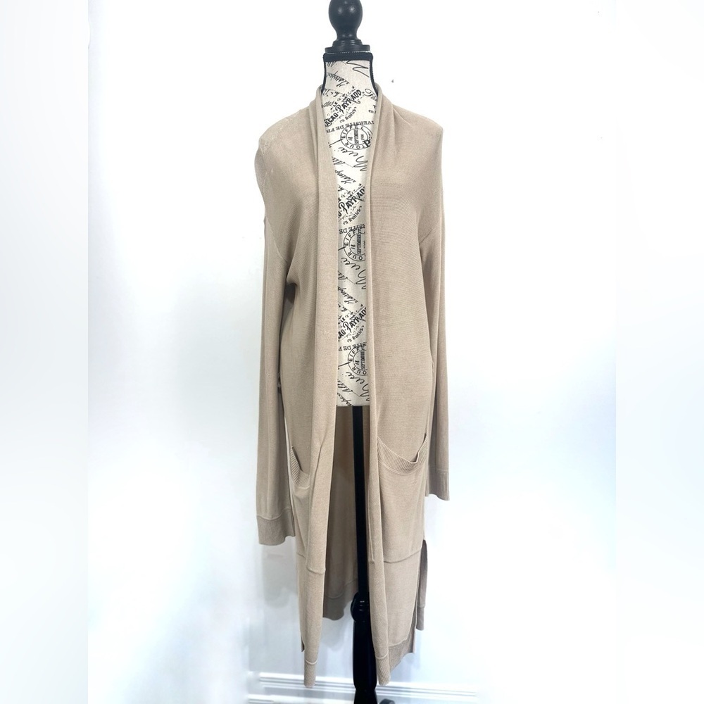 Aritzia Wilfred Beige  Longline Open
Front Cardigan Sz Medium